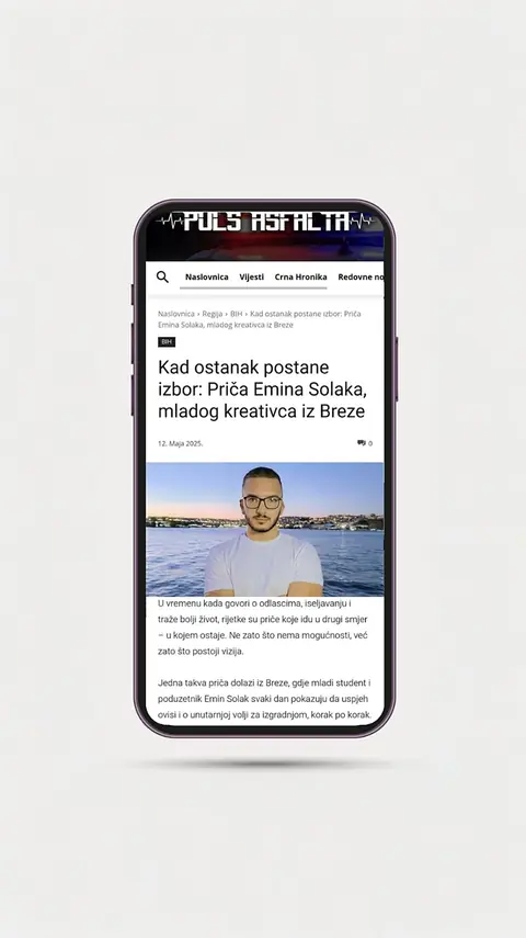 Snimak ekrana objave o Eminu Solaku i Emineticu — Puls asfalta